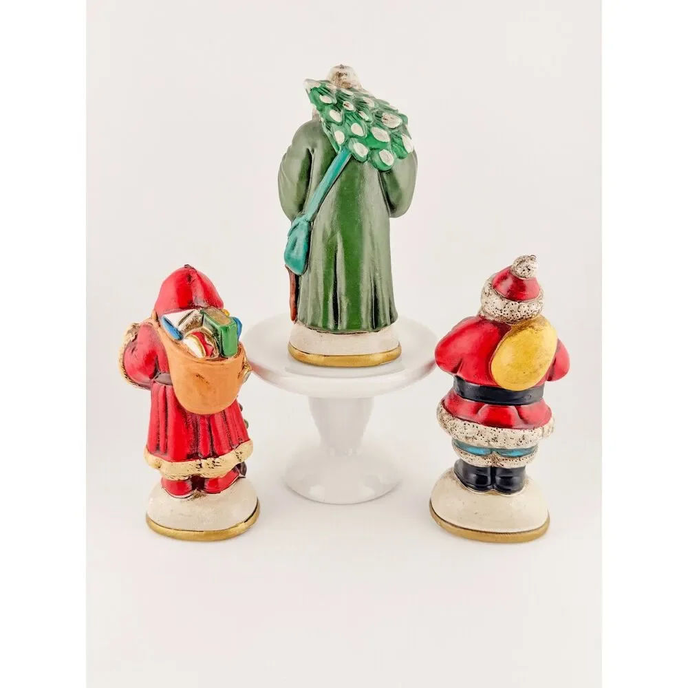 Vintage Memories of Santa Figurines Set of 3 Christmas Reproductions Inc